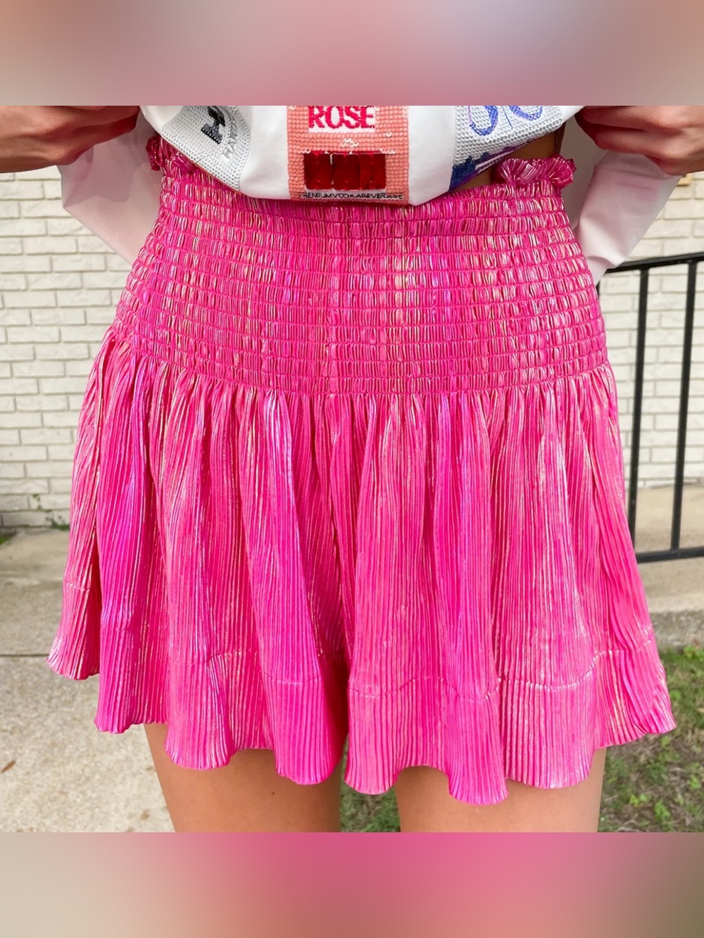 Queen of Sparkles Pink Metallic Swing Shorts